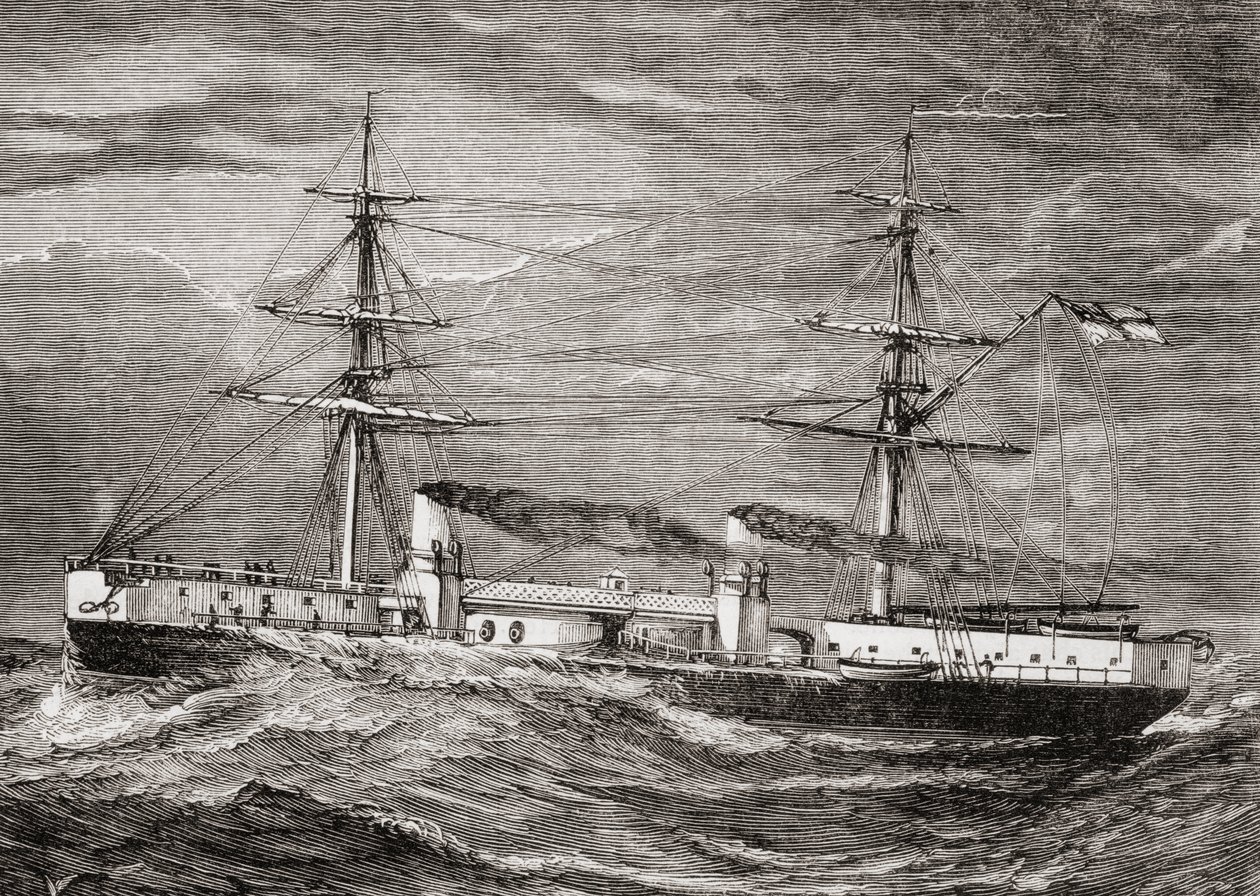 HMS Inflexible, Invincible Class Battlecruiser fra British Royal Navy, illustrasjon fra 