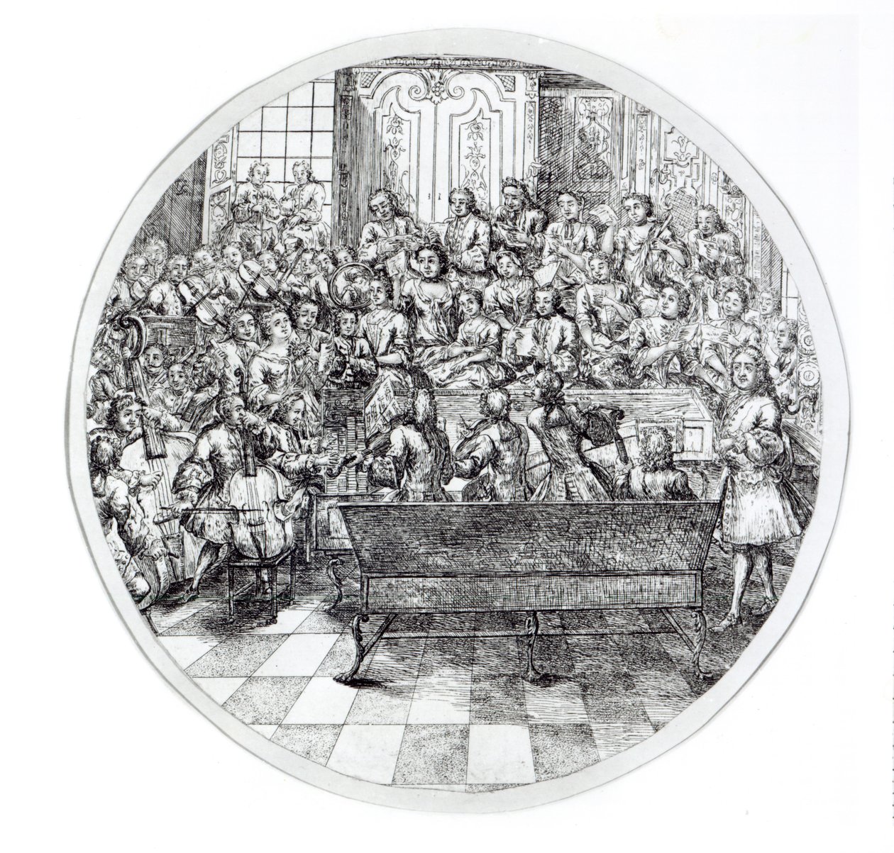 Händel dirigerer et oratorium, ca. 1740 av English School