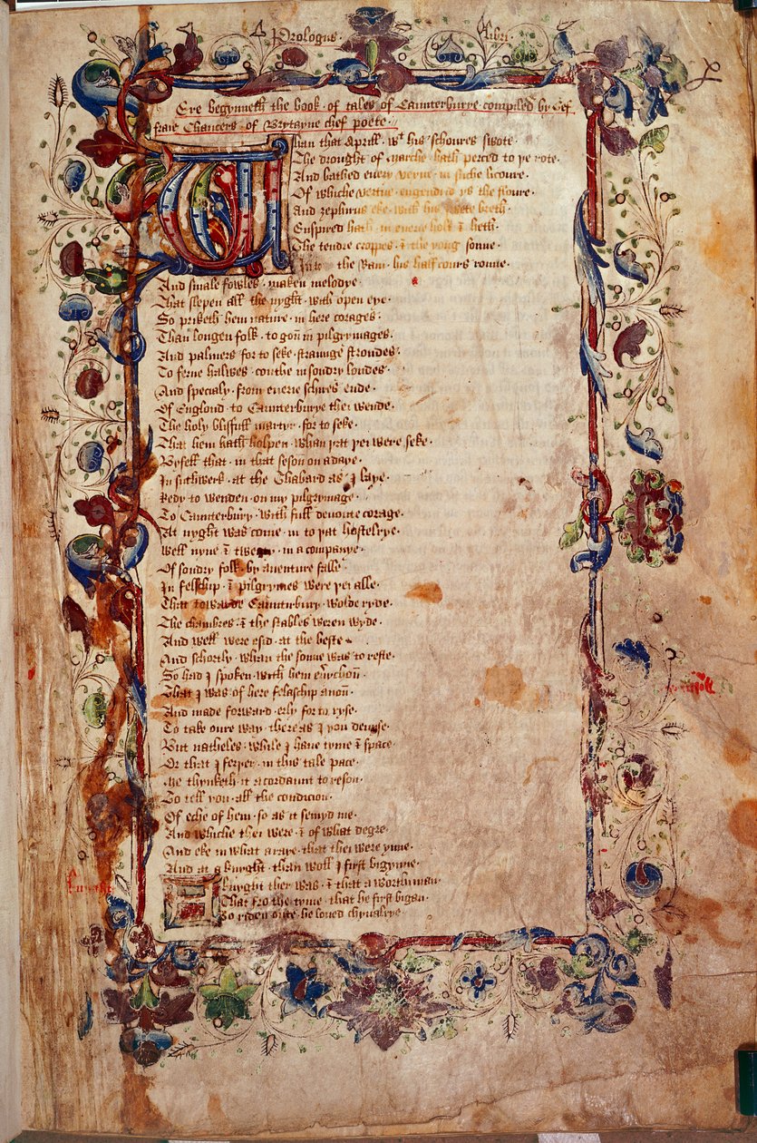Harley 1758, fol.1, The Prologue, fra 
