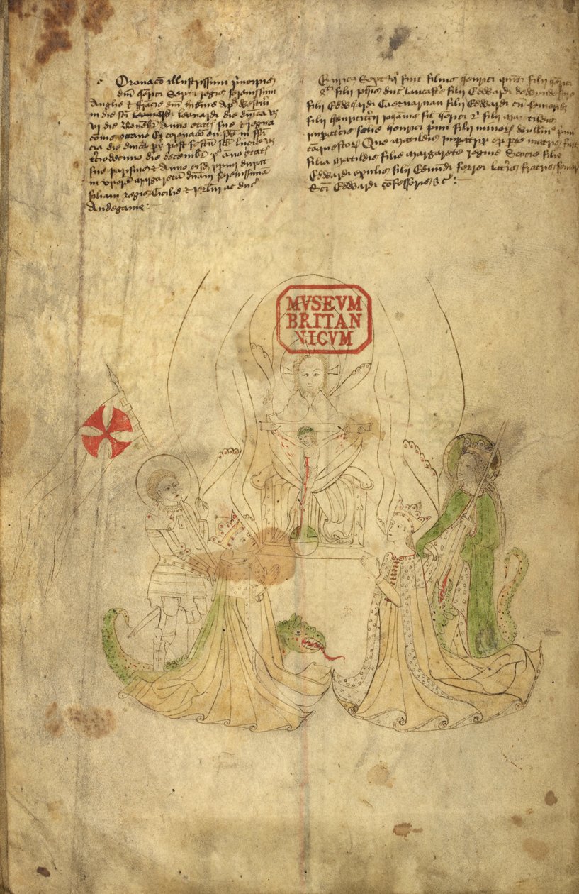Harley 318, f.8v Henry VI, konge av England, og hans kone, Margaret av Anjou, illustrasjon fra 