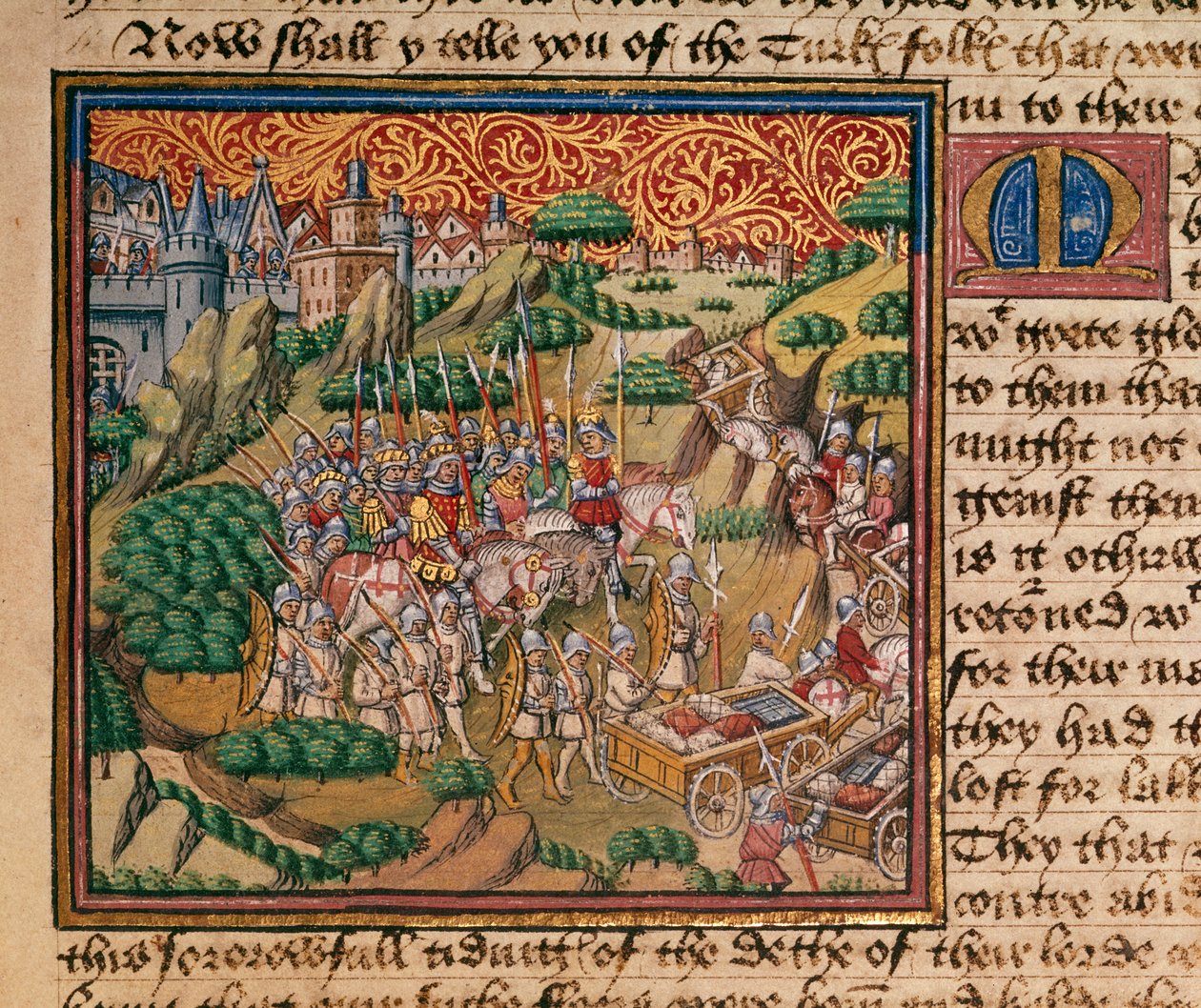 Harley 326 fol.90 The Defeat of the Turks, fra 