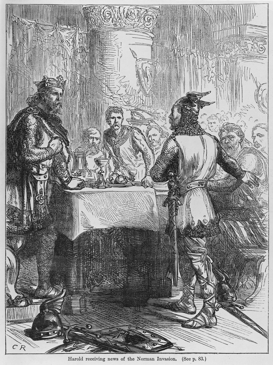 Harold mottar nyheter om den normanniske invasjonen i 1066 av English School