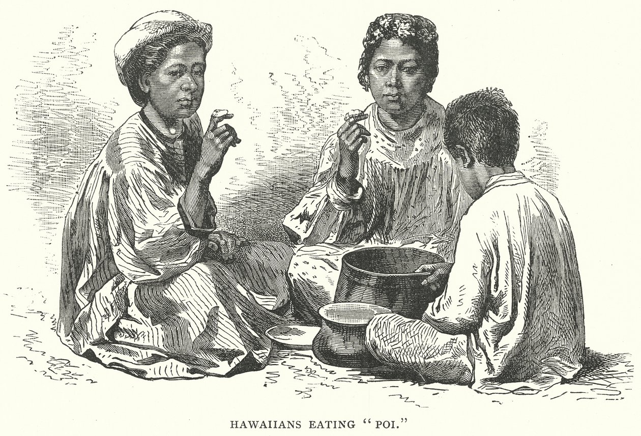 Hawaiianere som spiser «Poi» (gravering) av English School