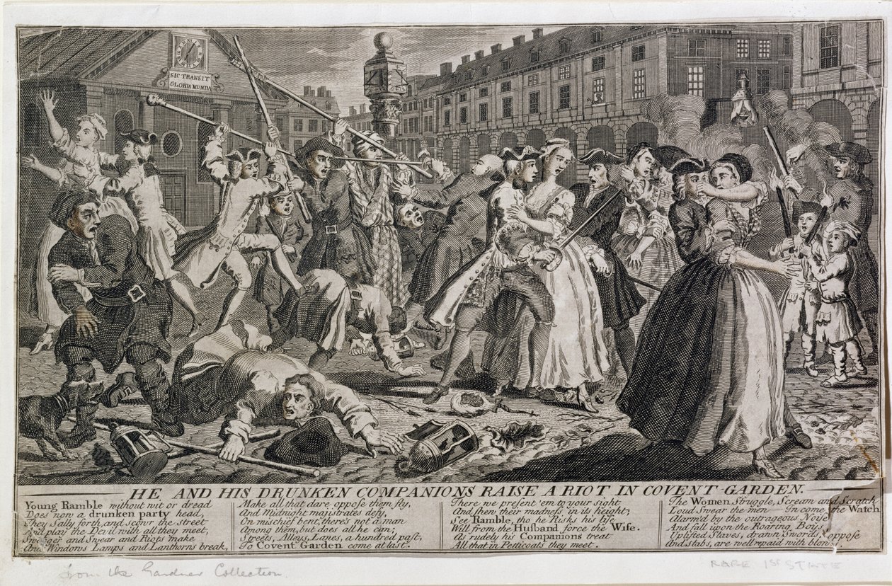 Han og hans fulle følgesvenner reiser et opprør i Covent Garden, 1735 av English School