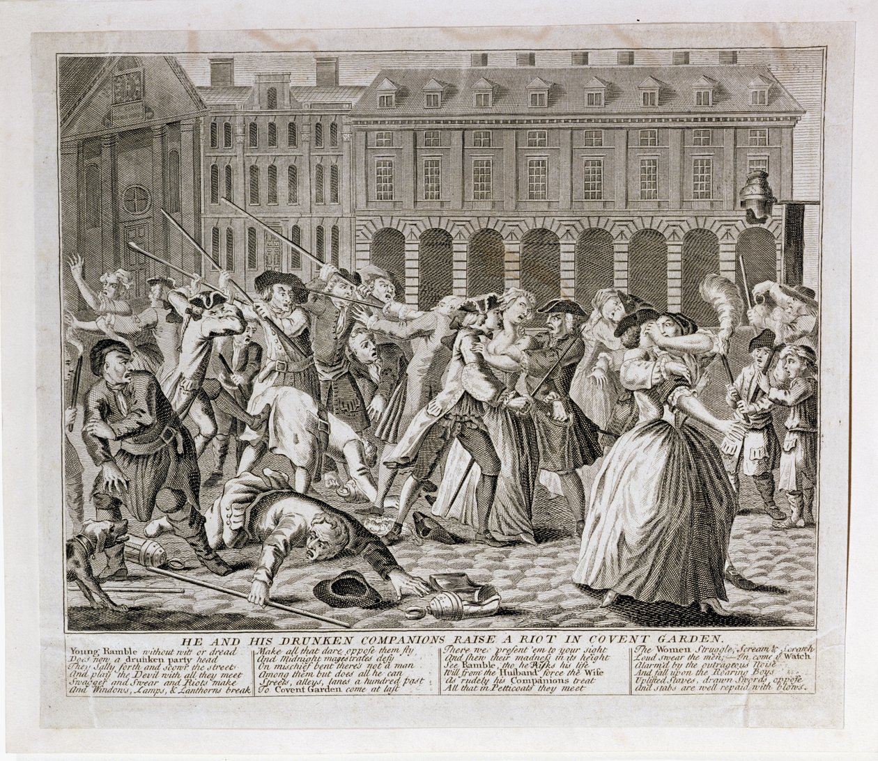 Han og hans fulle følgesvenner reiser et opprør i Covent Garden, 1735 av English School