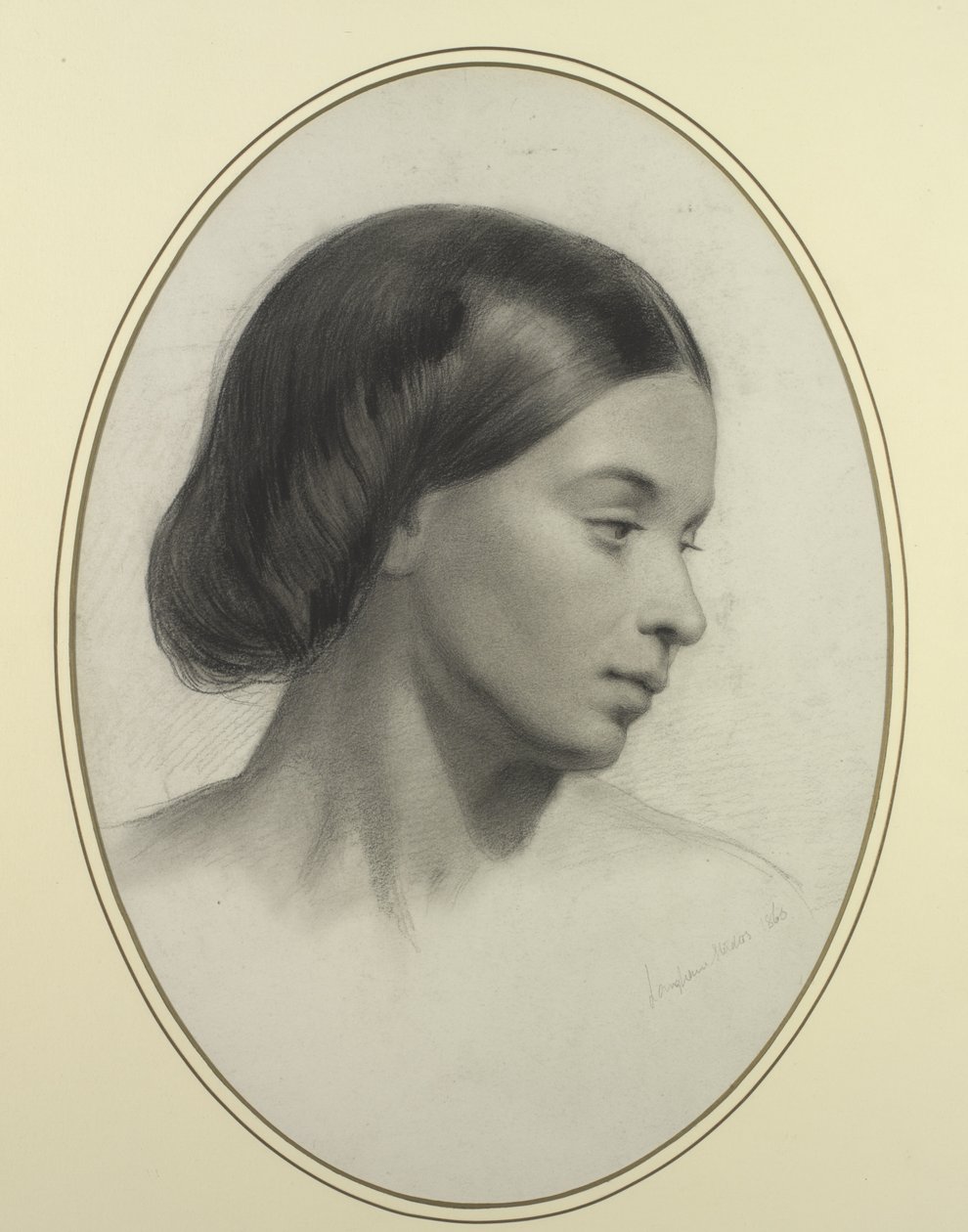 Hodet til en jente, 1860 av English School