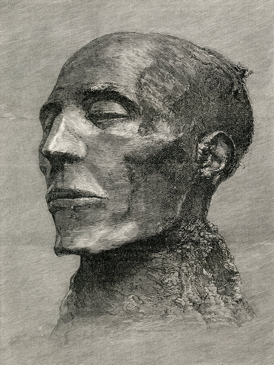 Leder for mumien til Menmaatre Seti I, også kjent som Sethos I, farao fra det gamle Egypt, fra The Worlds Inhabitants av G.T. Bettany, utgitt 1888 av English School