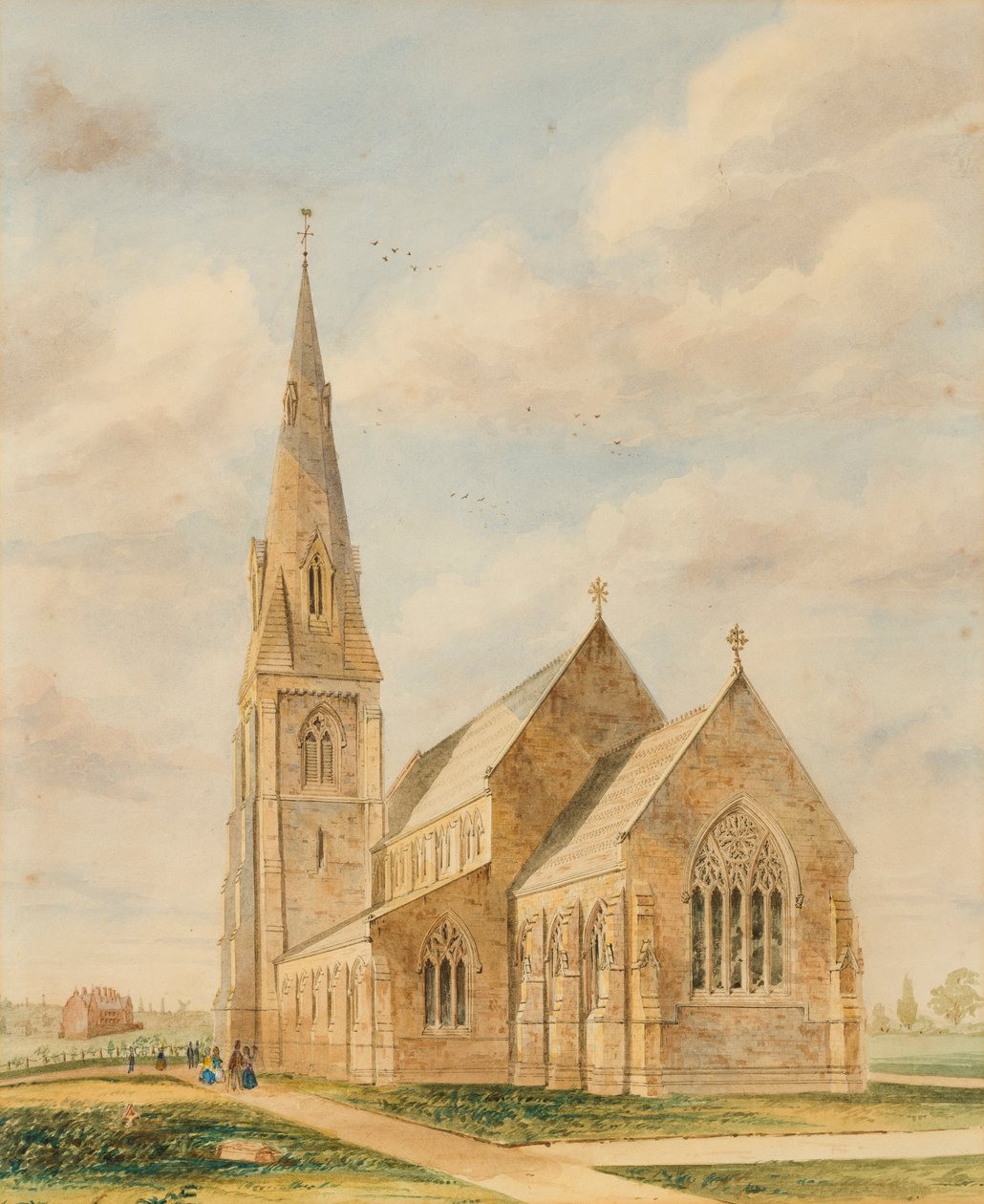 Heath Town Church (wc på papir) av English School
