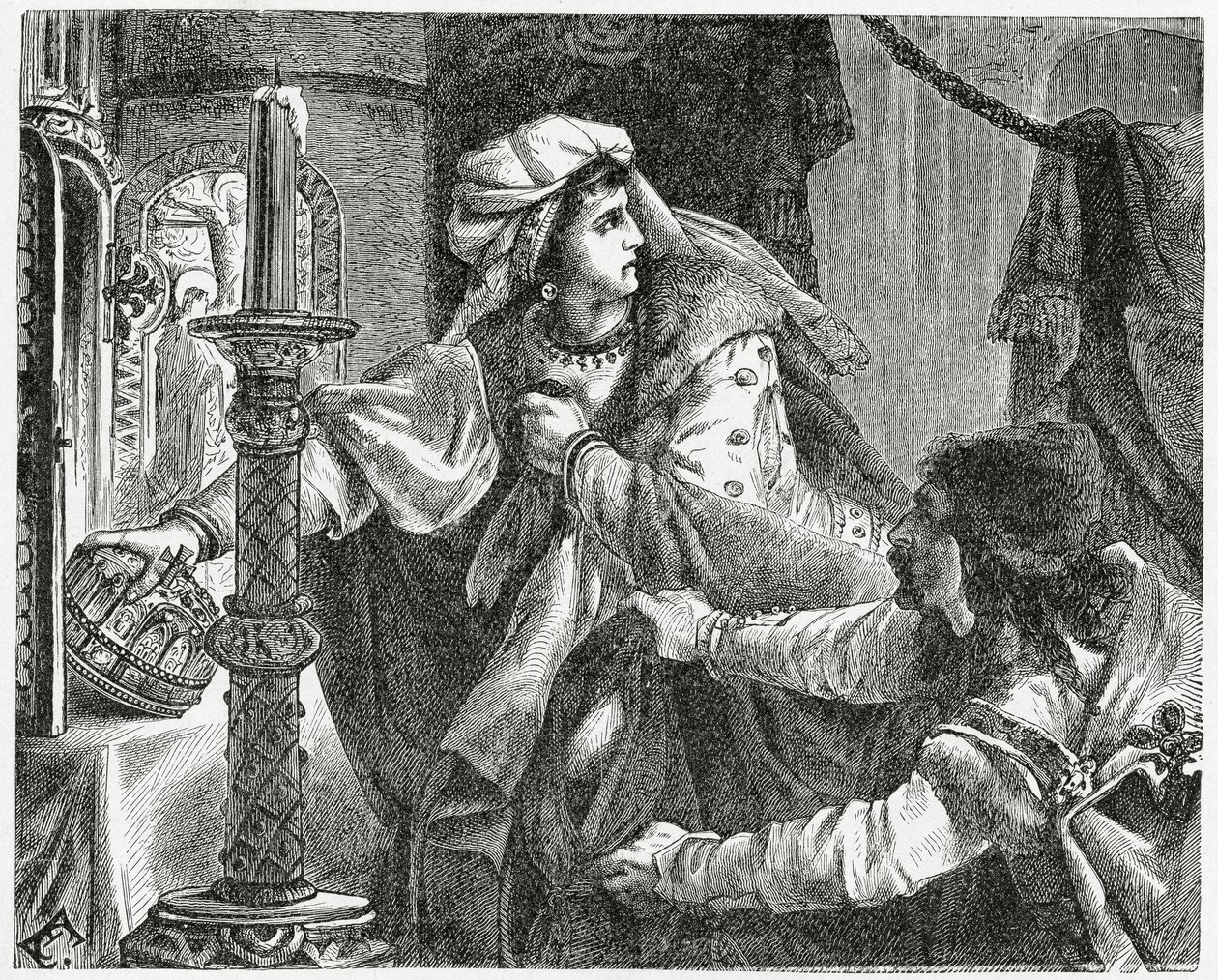 Helene Kottanerin stjeler kronen til Saint Stephen i 1440, 1882 av English School