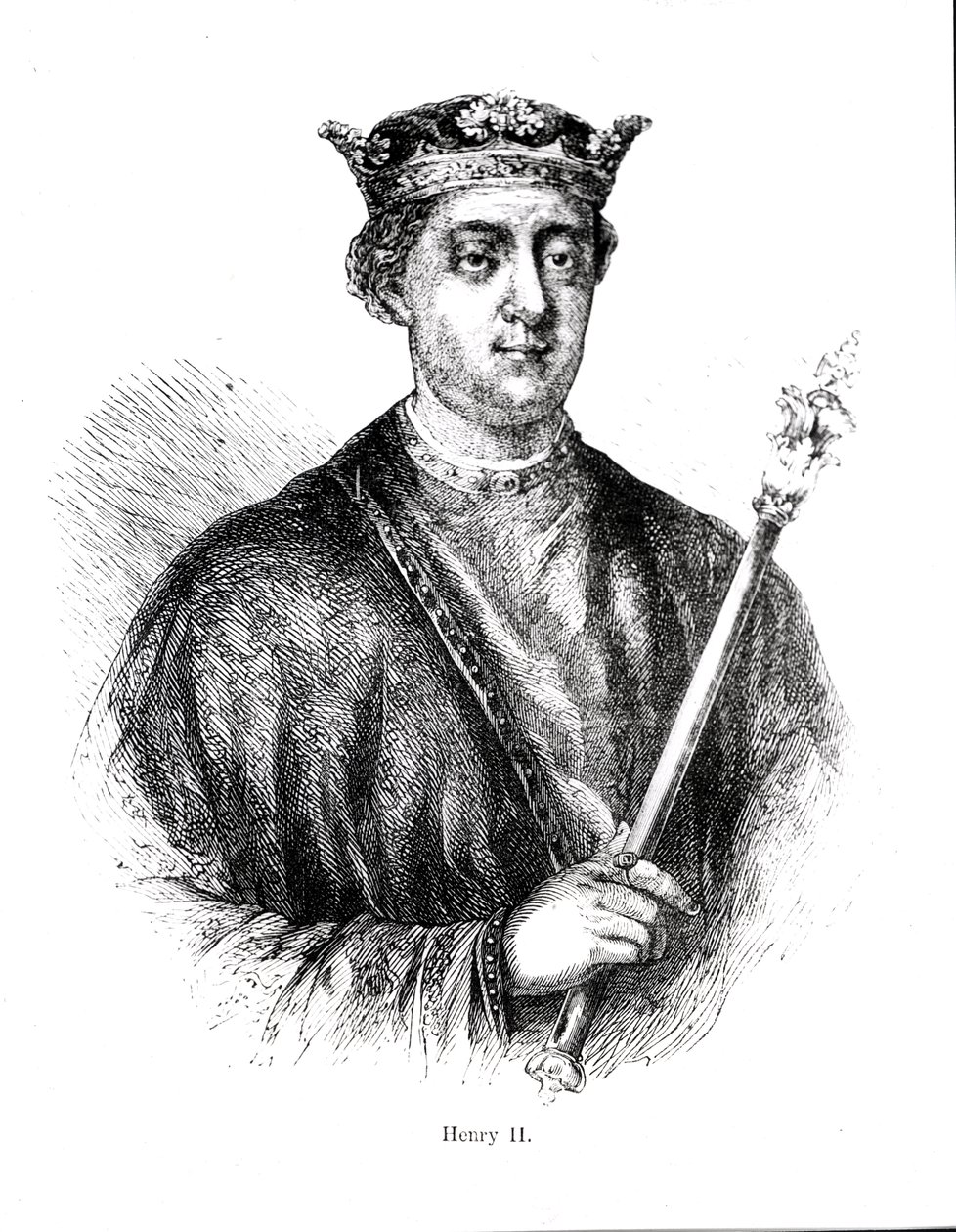Henry II (1133-89) (gravering) (bundw foto) av English School