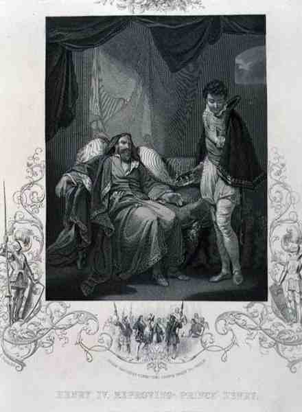 Henry IV som irettesetter prins Henry, fra Henry IV av William Shakespeare (1564-1616) (gravering) av English School