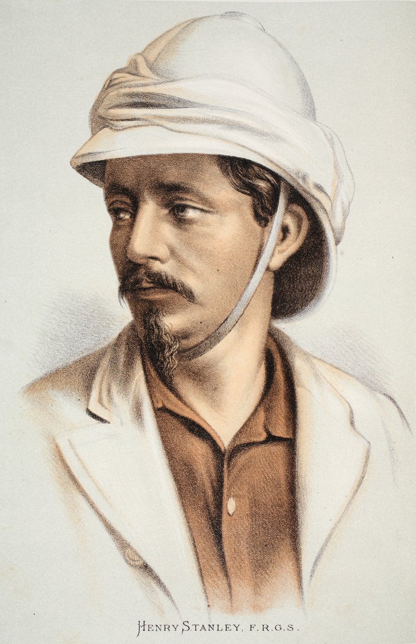 Henry Stanley FRGS, illustrasjon fra The Pictorial Edition of the Life and Discoveries of David Livingstone av J. Ewing Richie, pub. av A. Fullarton & Co., 1876 av English School