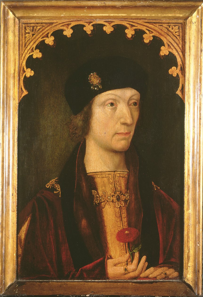 Henry VII (olje på panel) av English School