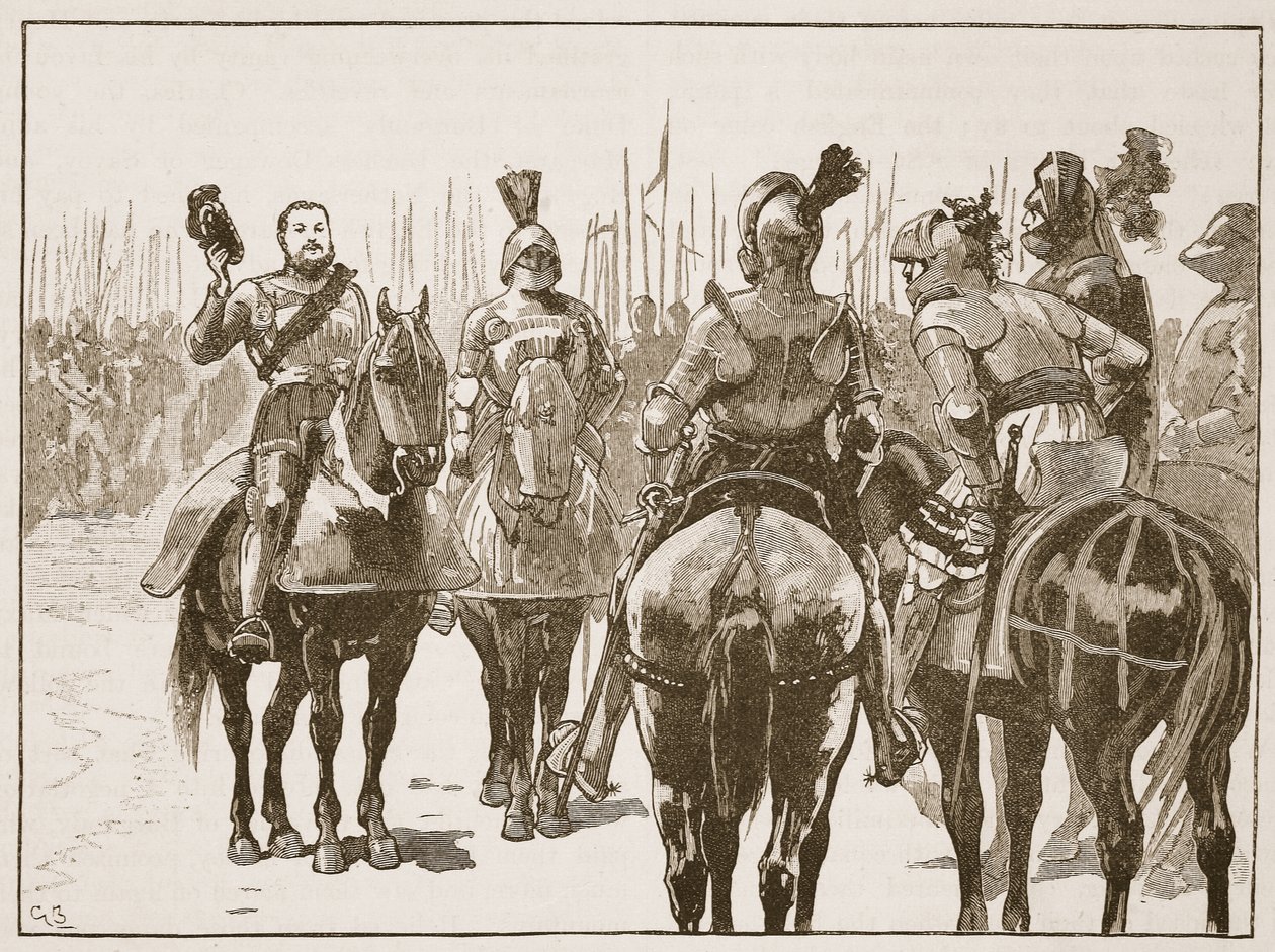 Henry og de fangede franske offiserene, illustrasjon fra Cassells Illustrated History of England (sepia-bilde) av English School