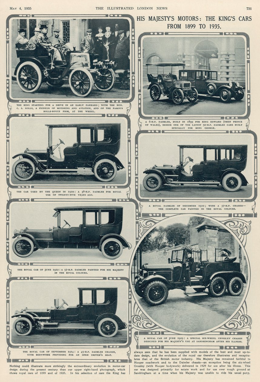 His Majestys Motors: King George Vs Cars fra 1899-1935, fra The Illustrated London News, 4. mai 1935 av English School