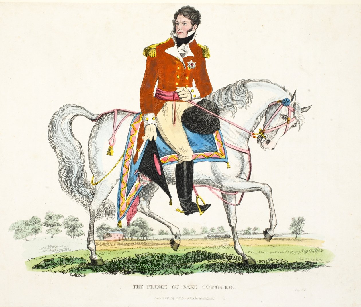 Hans Kongelige Høyhet, The Prince Regent of Great Britain, pub. av Richard Evans, engr Romney, illustrasjon fra An Historical Account of the Battle of Waterloo av William Mudford, 1816 (farget gravering av English School