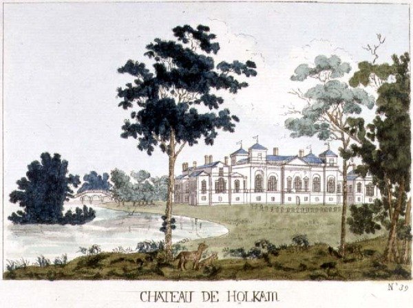 Holkham Hall, Norfolk, illustrasjon fra William Watts 