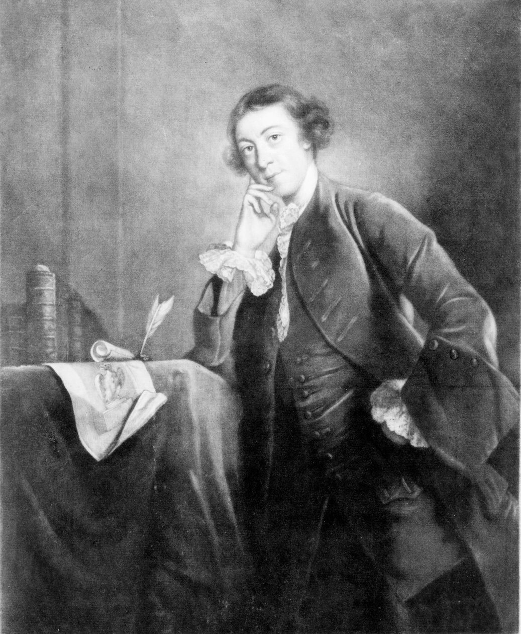 Horace Walpole, av James McArdel etter et portrett av Joshua Reynolds, 1700-tallet (mezzotint) av English School