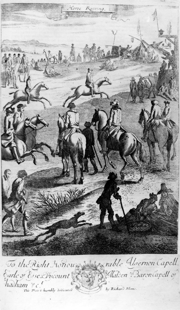 Hesteveddeløp, fra 'The Gentleman's Recreation' utgitt av Richard Blome, 1686 av English School