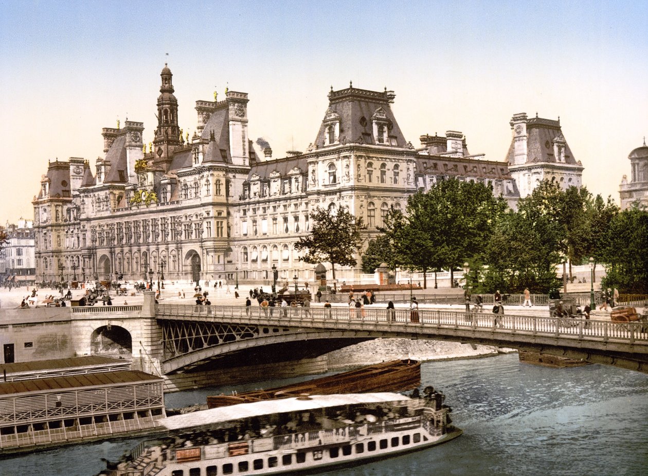 Hotel de Ville, Paris (håndfarget bilde) av English School