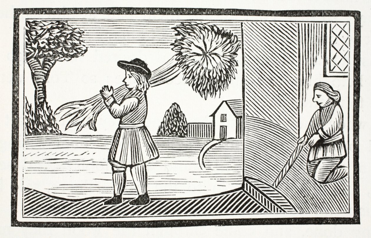 Hvordan Tom Hickathrifts store styrke ble kjent, illustrasjon fra Chap-books of the Eighteenth Century av John Ashton, pub. 1882 av English School