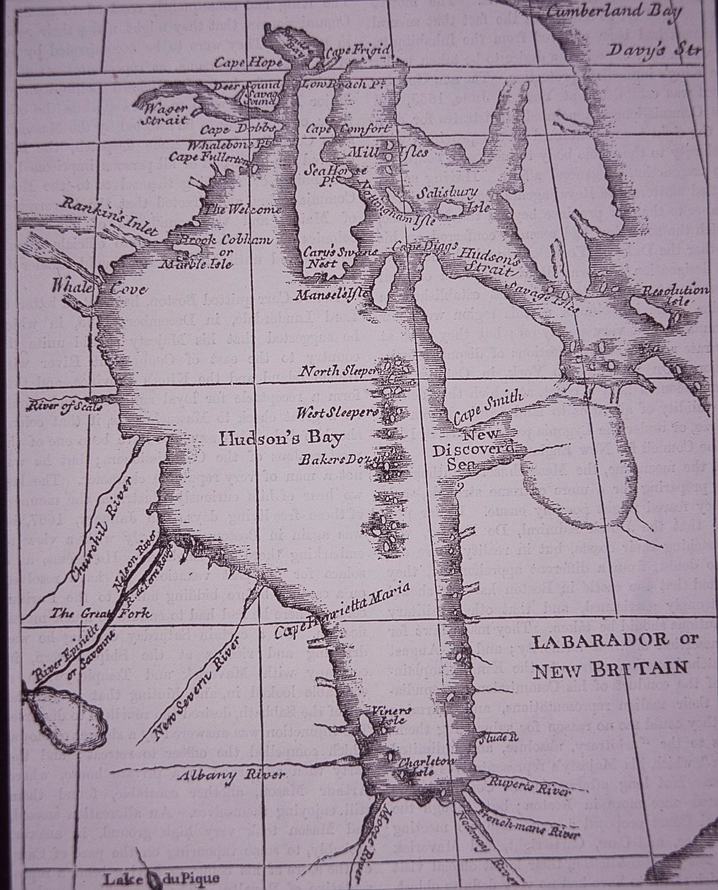 Hudson Bay Company, kart over Hudson Bay publisert i 1744 av English School