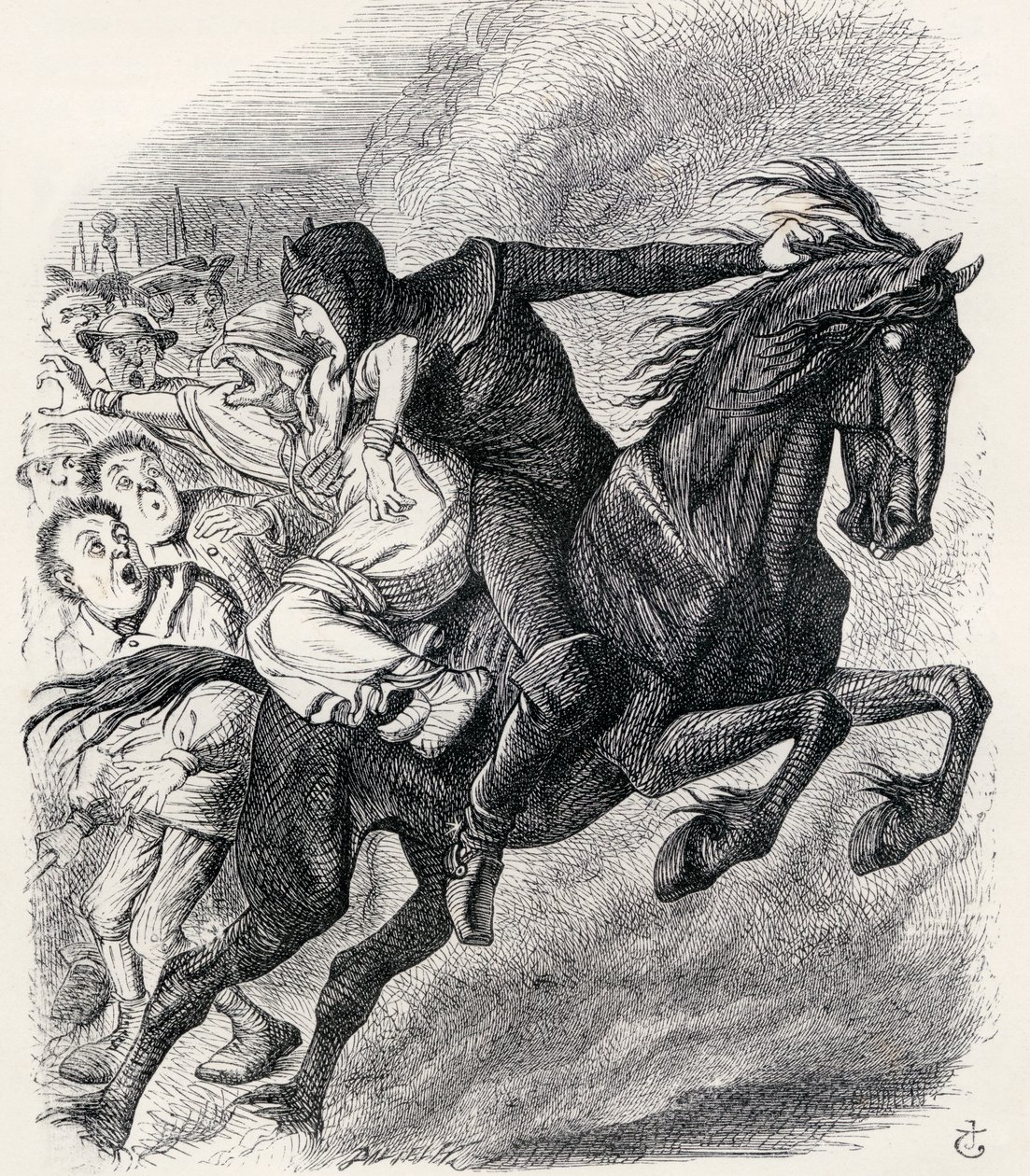 Illustrasjon etter J. Tenniel for diktet 'The Nurse's Story, The Hand of Glory', fra 'The Ingoldsby Legends or Mirth and Marvels', av Thomas Ingoldsby, utgitt i 1865 av English School
