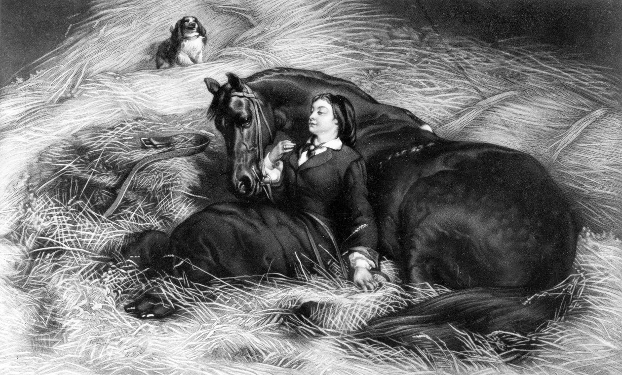 Illustrasjon fra Girl with Horse, etter Rosa Bonheur, 1800-tallet av English School