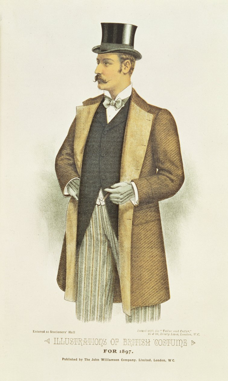 Illustrasjon av britisk kostyme, pub. av John Williamson Company Ltd, 1897 av English School