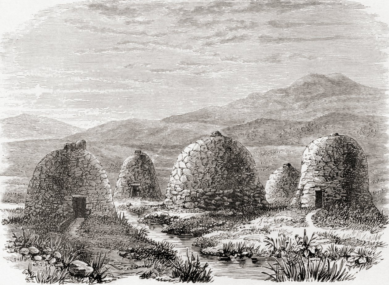 Bebodde hytter på Uig, øya Lewis i de ytre Hebridene i 1859, fra 