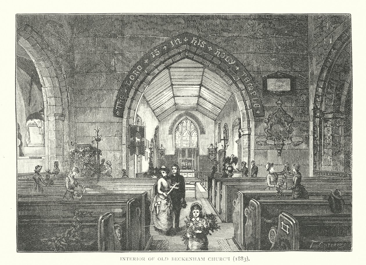 Interiøret i gamle Beckenham kirke av English School