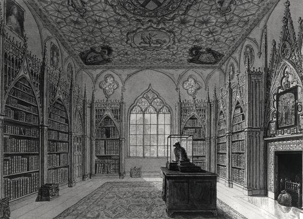 Interiør av Strawberry Hill (litho) svart/hvitt bilde) av English School