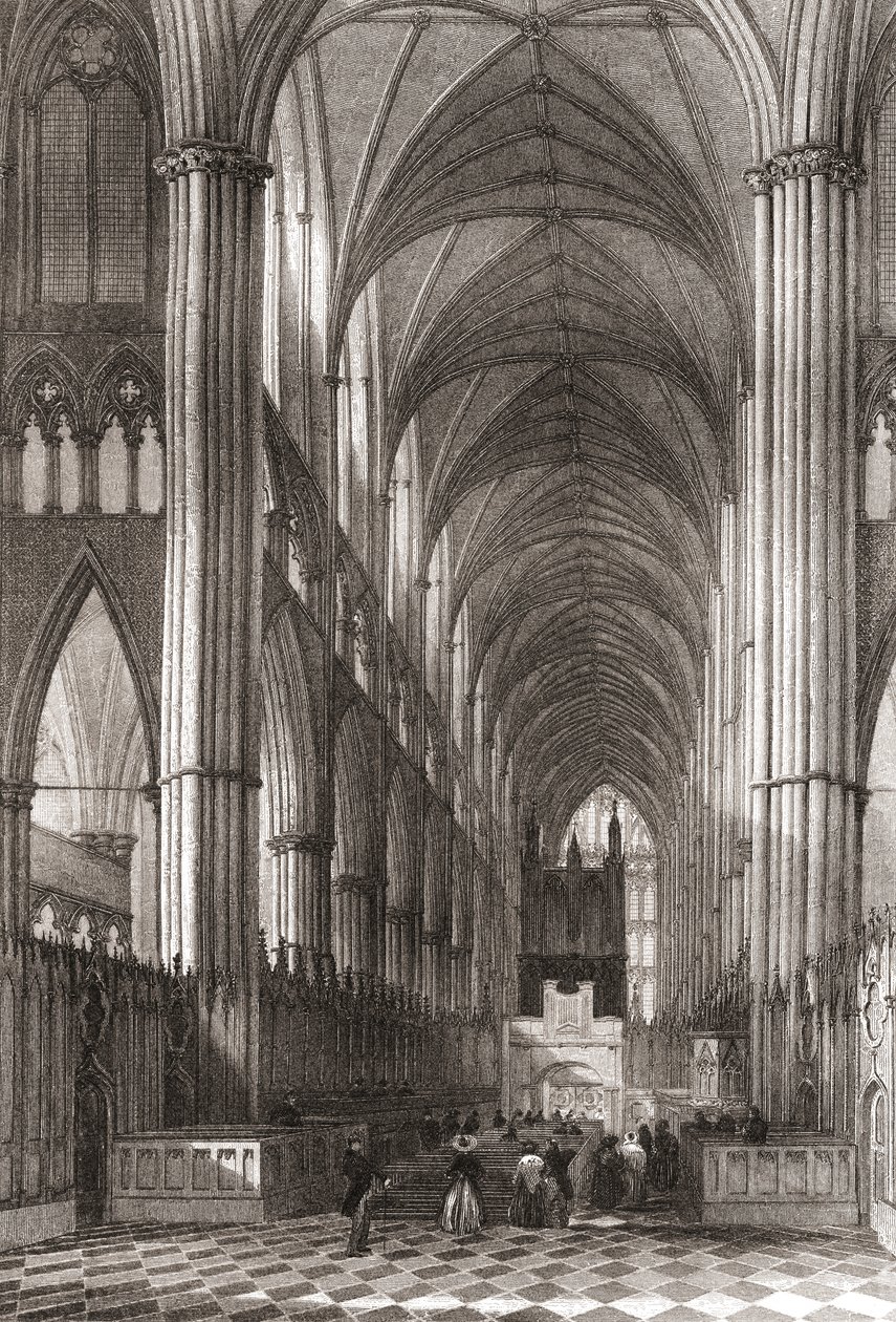 Interiør i Westminster Abbey, City of Westminster, London, England av English School