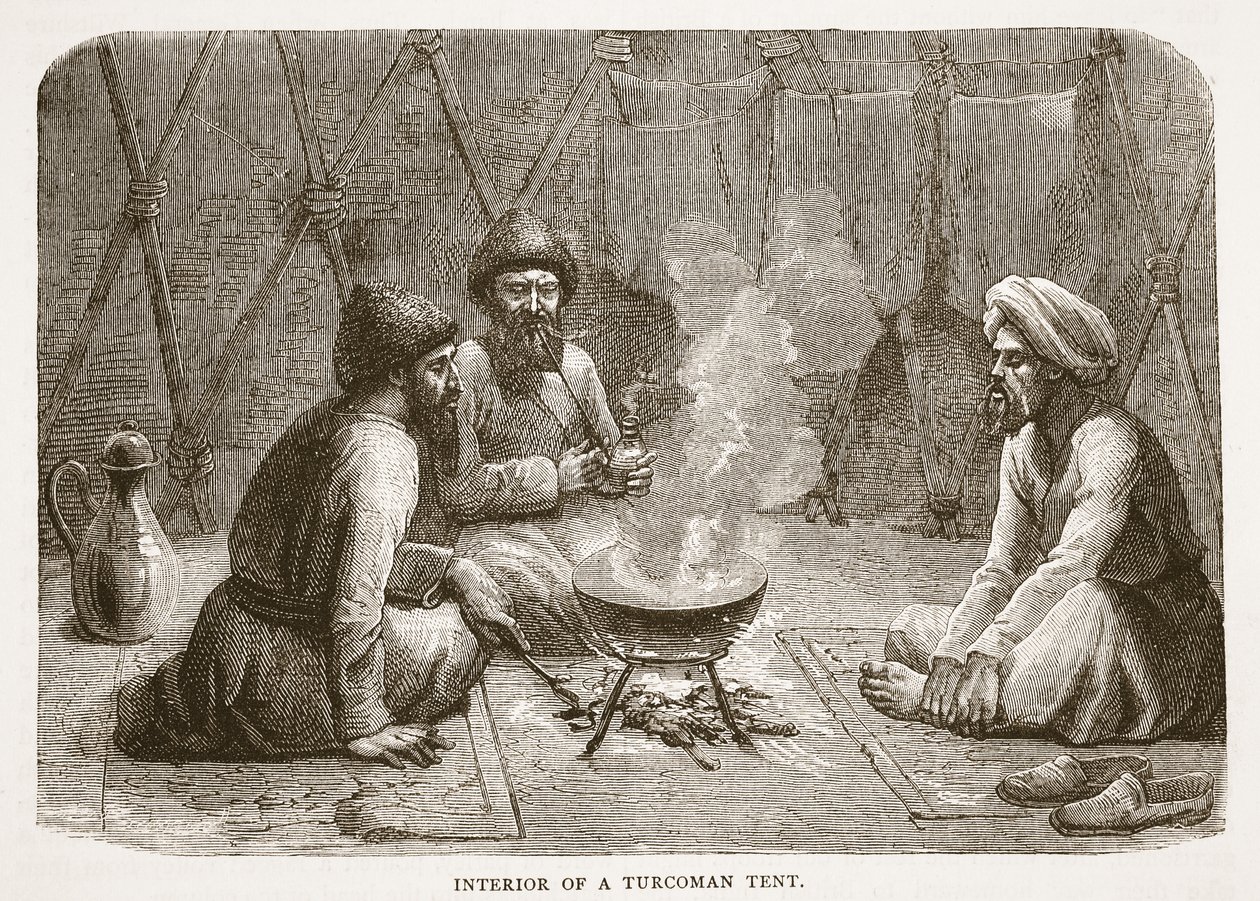 Interiør i et Turcoman-telt, illustrasjon fra Cassells Illustrated History of England av English School