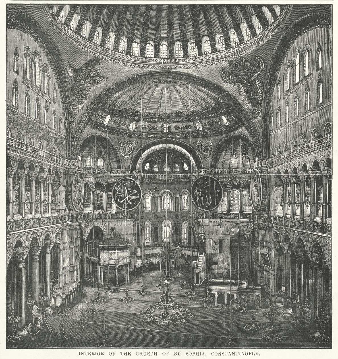 Interiøret i St. Sophia-kirken i Konstantinopel (gravering) av English School