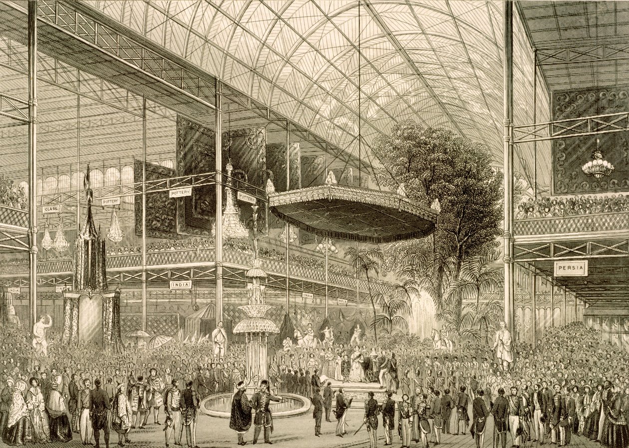 Interiør av den store utstillingen, Grand State åpning 1. mai 1851 av English School