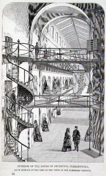 Interiør i House of Detention, Clerkenwell, fra 