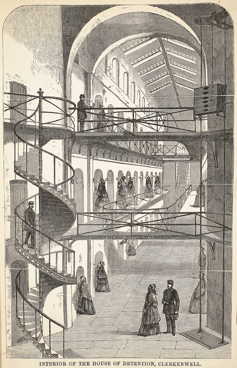 Interiør av House of Detention, Clerkenwell, illustrasjon fra The Criminal Prisons of London og Scenes from Prison Life av Henry Mayhew og John Binny, pub. 1862 av English School
