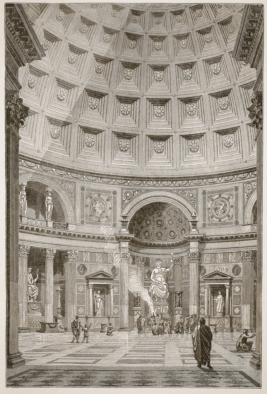 Interiøret i Pantheon i Roma (restaurert) av English School