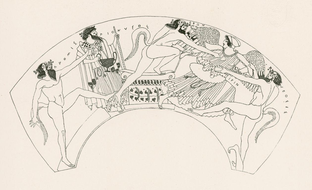 Iris og Hera angrepet av satyrer (gravering) av English School