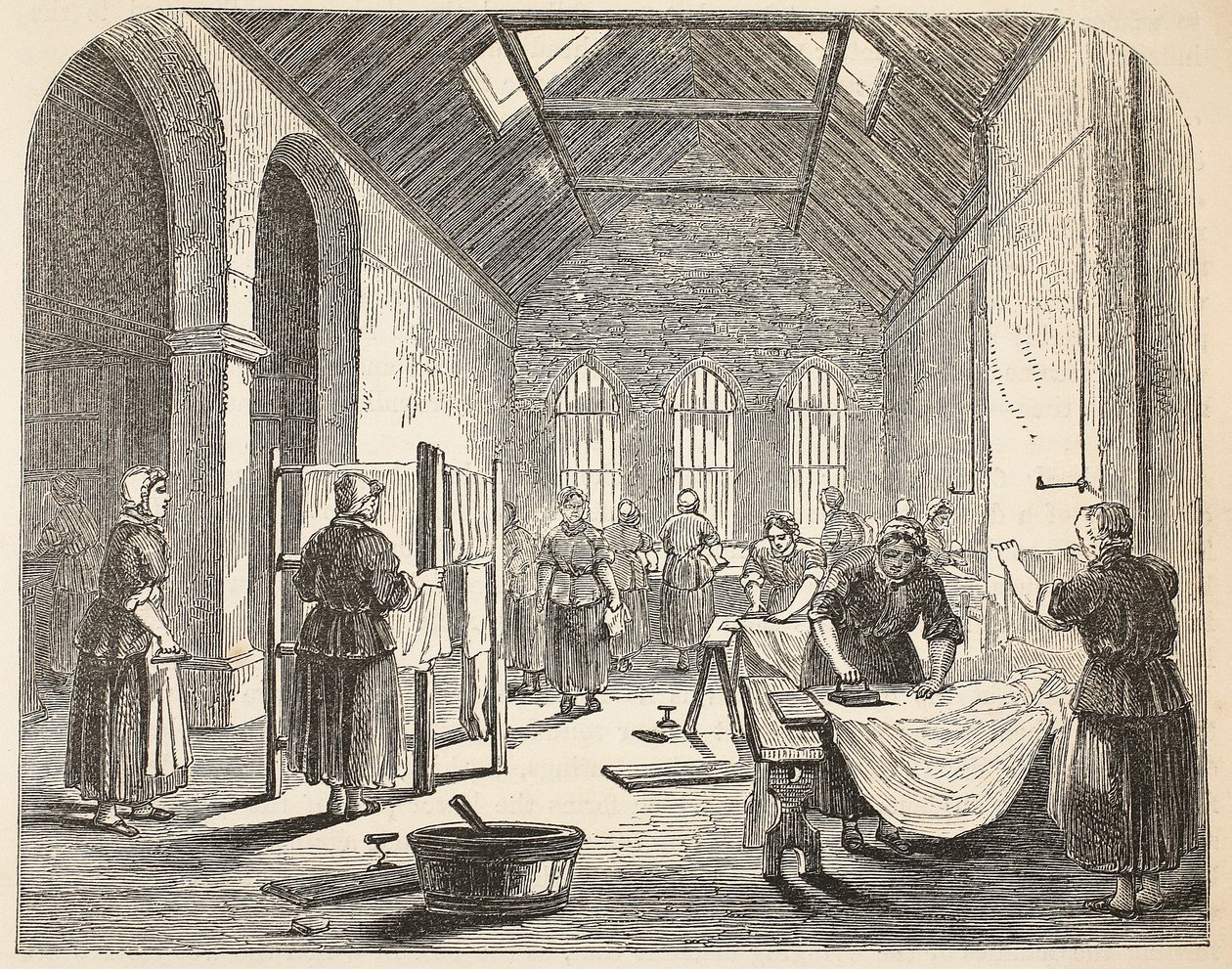 Strykerom i Brixton Prison, illustrasjon fra The Criminal Prisons of London og Scenes from Prison Life av Henry Mayhew og John Binny, pub. 1862 av English School