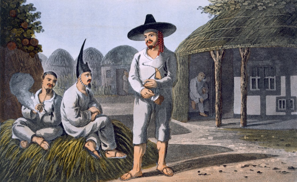 Islanders of Sir James Halls Group, 1820 (farget akvatint) av English School