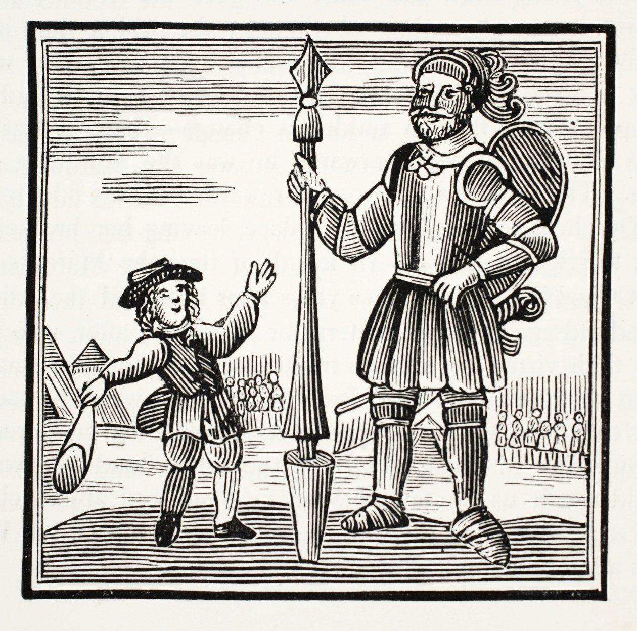 Jack and the Giant, illustrasjon fra Chap-books of the Eighteenth Century av John Ashton, pub. 1882 av English School