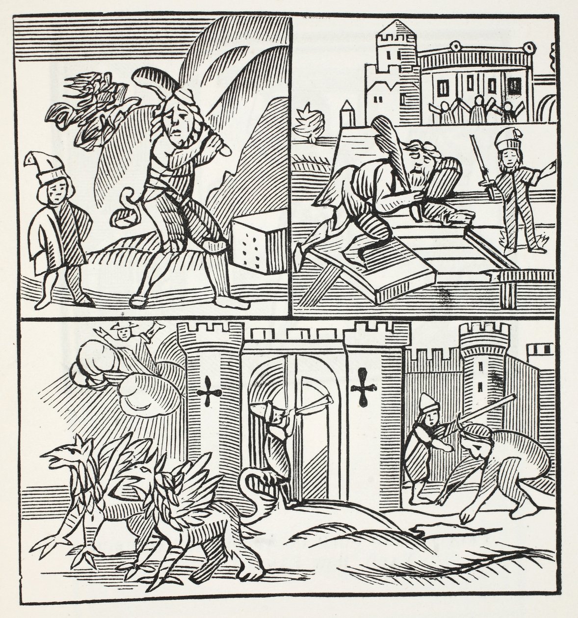 Jack and the Giants, illustrasjon fra Chap-books of the Eighteenth Century av John Ashton, pub. 1882 av English School