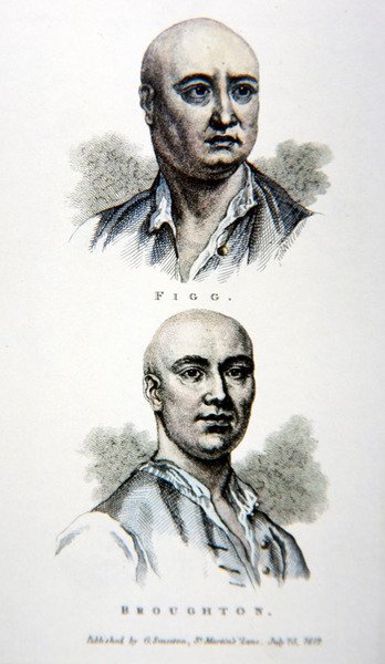 James Figg og Jack Broughton, fra et trykk utgitt i 1812 (farge litho) av English School