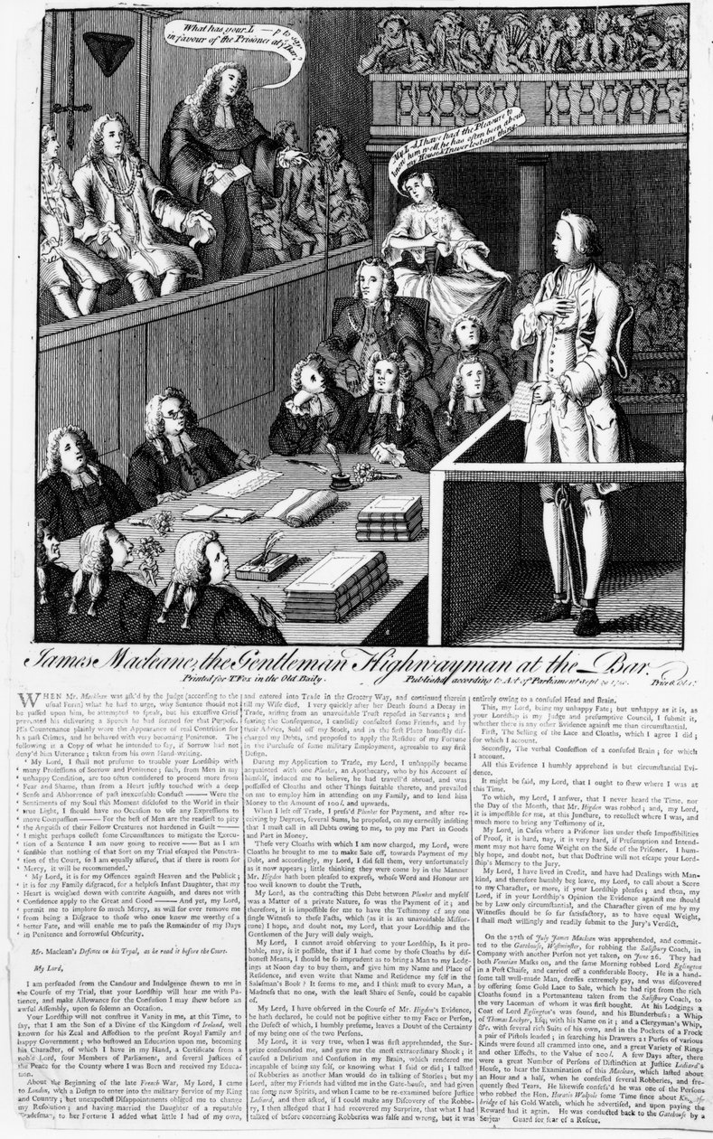 James Macleane the Gentleman Highwayman at the Bar, 1750 av English School