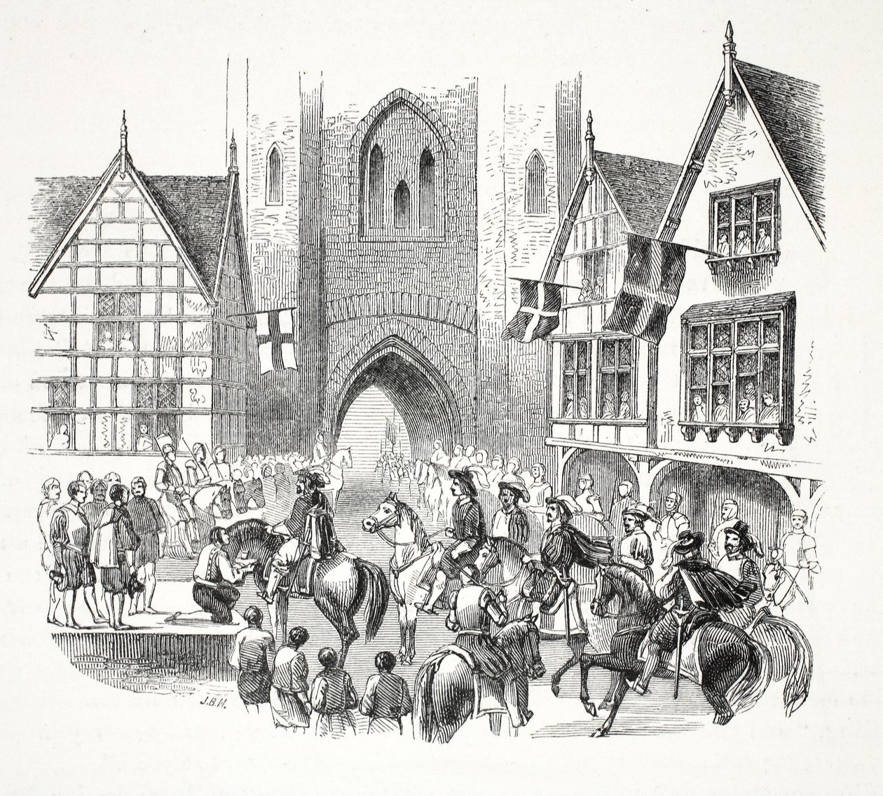 James the Firsts Inngang til City of Chester, pub. 1800-tallet (stålgravering) av English School