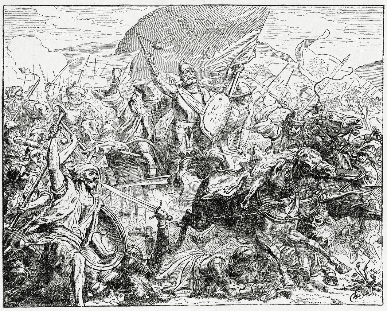 Jan Zizka på vinnersiden i slaget ved Grunwald i 1410, 1882 av English School