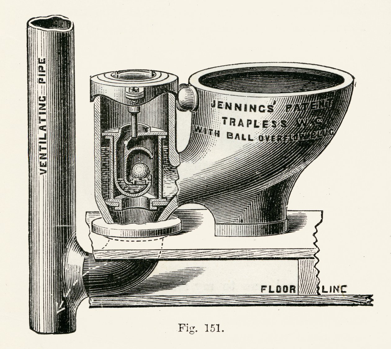 Jennings Trapless ventilskap, 1870 av English School
