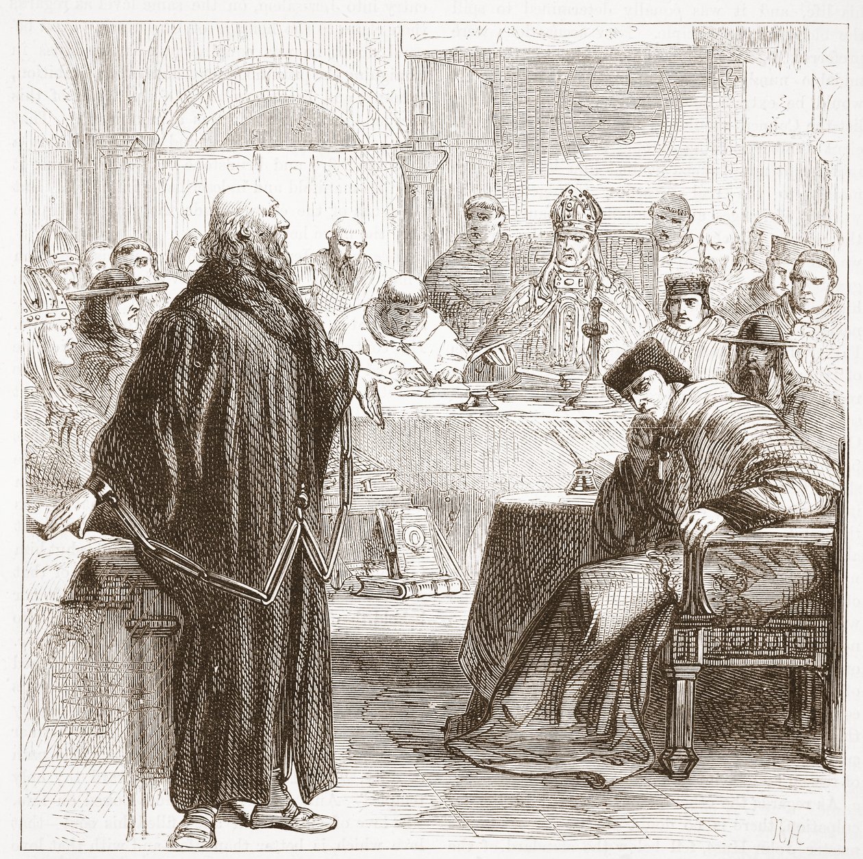 Jerome taler under rettssaken hans, illustrasjon fra The History of Protestantism av James Aitken Wylie (1808-1890), pub. 1878 av English School